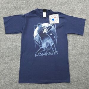VINTAGE Seattle Mariners Shirt Youth XL 18/20 Blue Graphic 1999 Baseball 90s NOS